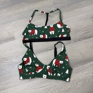 Meundies 2 Pack Cozy Bears Scoop Neck Bras Medium